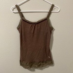 Brown Tank Top with Lace Detail by Abercrombie Kids